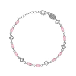 Maisie sterling silver adjustable bracelet with pink in marquise shape