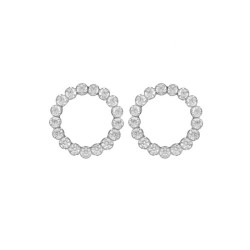 Pendientes cortos círculo color blanco elaborados en plata