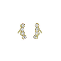 Halo gold-plated stud earrings with white in crystals shape