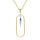 Anya gold-plated long necklace with blue in rectangle shape image