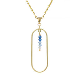 Anya gold-plated long necklace with blue in rectangle shape