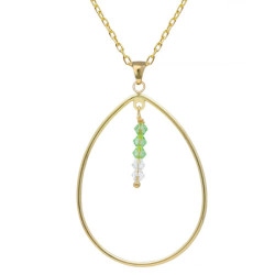 Anya gold-plated long necklace with green in circle shape