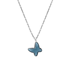Fantasy butterfly denim blue necklace in silver