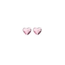 Rhodium-plated cuore heart light rose earrings in silver