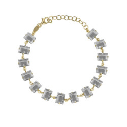 Chiara gold-plated crystal bracelet with white in rectangle shape