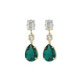 Diana gold-plated long earrings with green in tear shape image