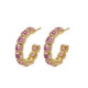 Jade crystals rose earrings in gold plating image