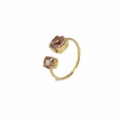 Blooming double rose vintage ring in gold plating