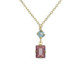 Sabina gold-plated short necklace with pink in rectangle shape image