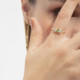 Maisie gold-plated adjustable ring with green in marquise shape cover
