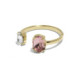 Gemma gold-plated adjustable ring with pink in oval shape image