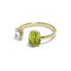 Gemma gold-plated adjustable ring with green in oval shape image