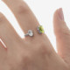 Gemma sterling silver adjustable ring with green in oval shape cover