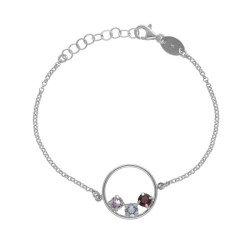Velvet sterling silver crystal bracelet with multicolour in circle shape