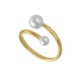 Anillo ajustable perlas color perla bañado en oro image