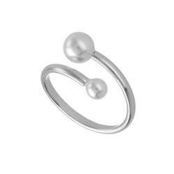 Anillo ajustable perlas color perla elaborado en plata
