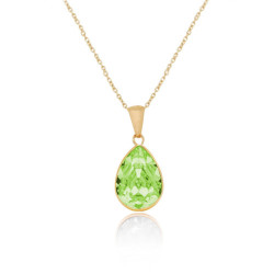 Gold-plated cytrus green necklace in tear shape