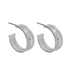 Cairo sterling silver hoop earrings in flattened shape