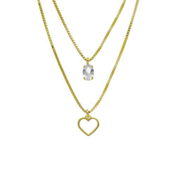 Genoveva gold-plated layering necklace white in heart shape