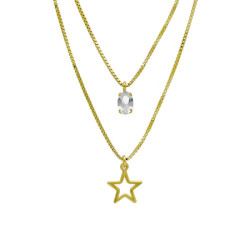 Genoveva gold-plated layering necklace white in star shape