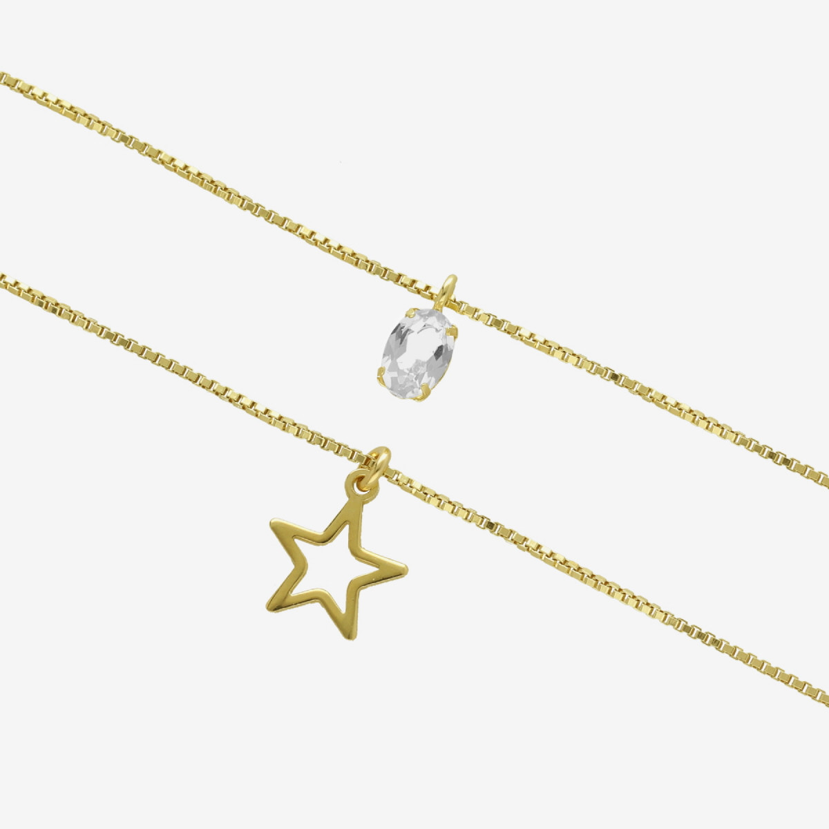 Victoria Cruz Genoveva gold-plated layering necklace white in star shape