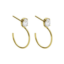 Genoveva gold-plated hoop earrings white in oval shape