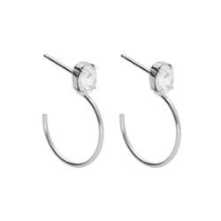 Genoveva sterling silver hoop earrings white in oval shape