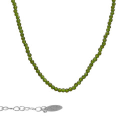 Collar corto mini cristales color verde elaborado en plata