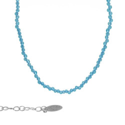 Paradise sterling silver short necklace blue in mini crystals shape