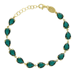 Diana gold-plated adjustable bracelet with green in tear shape