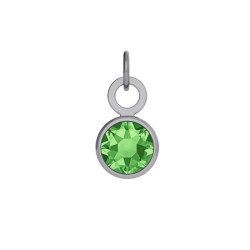 Colgante charm cristal color verde elaborado en plata