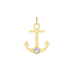 Charming gold-plated Charm white in anchor shape