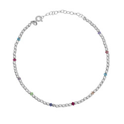 Sterling silver anklet with multicolour in small imperfect spheres shape
