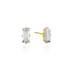 Macedonia rectangle crystal earrings in gold plating