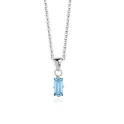 Macedonia rectangle aquamarine necklace in silver