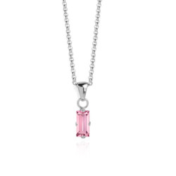 Macedonia rectangle light rose necklace in silver
