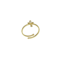 Eyra cross crystal ring in gold plating