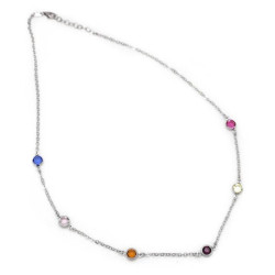 Basic multicolour crystals necklace in silver