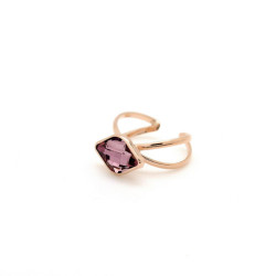 Classic rhombus antique pink ring in rose gold plating in gold plating