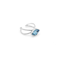 Classic rhombus aquamarine ring in silver