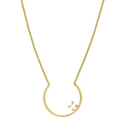 Layering circles crystal necklace in gold plating