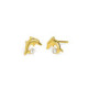 Kids gold-plated stud earrings with white in dolphin shape image