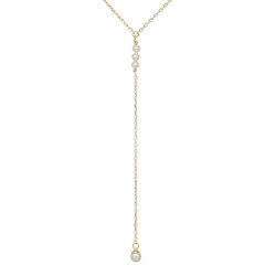 Paulette tie pearl necklace in gold plating