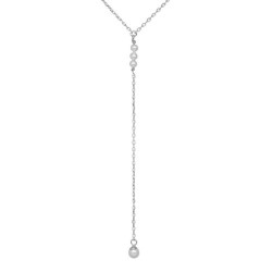 Paulette tie pearl necklace in silver
