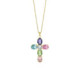 Poetic cross multicolour necklace in gold plating image