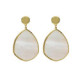 Soulquest gold-plated long earrings with nacar in tear shape image