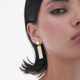 Soulquest gold-plated long earrings with nacar in rectangle shape cover