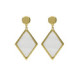 Soulquest gold-plated long earrings with nacar in diamond shape