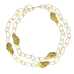 Connect gold-plated long necklace in texture shape