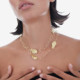 Connect gold-plated long necklace in texture shape cover